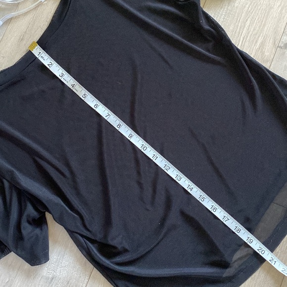 SIYI BABY black stretch sheer mesh short sleeve tee layers L - Picture 4 of 4